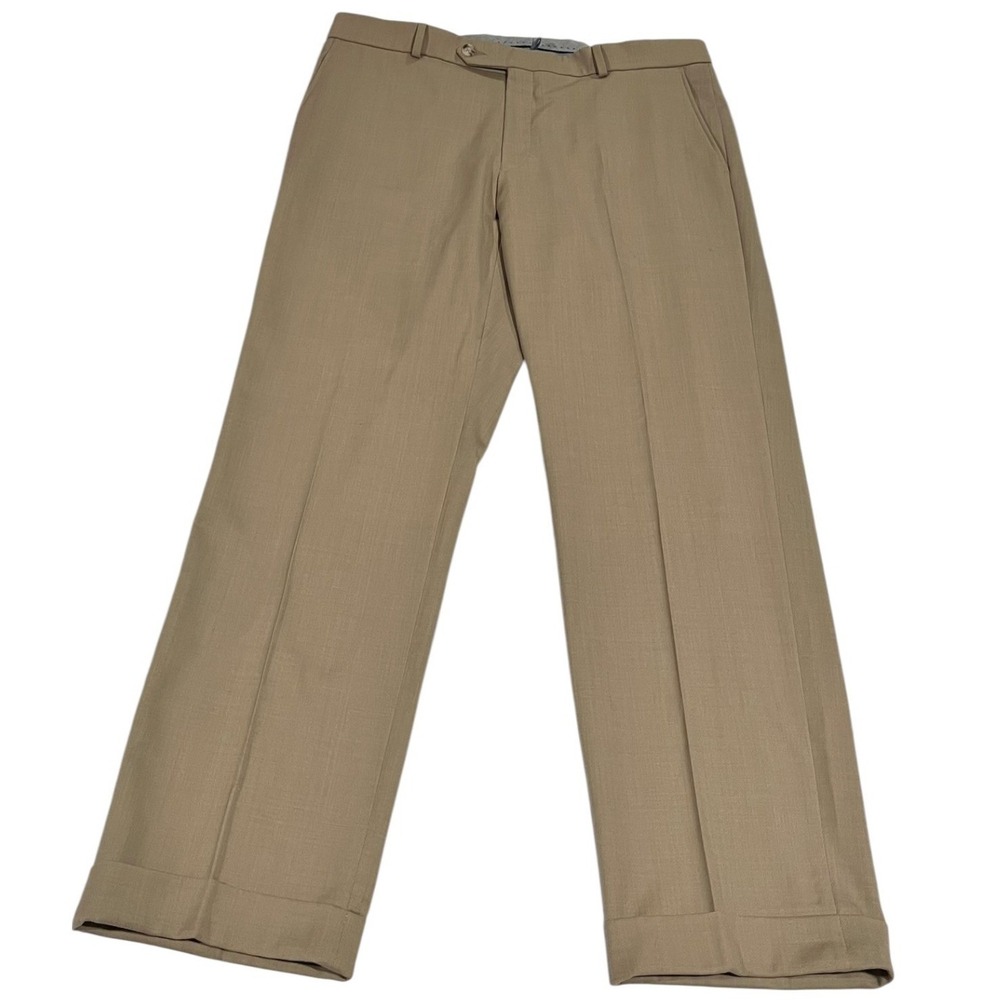Ballin Comfort-EZE Super 120s Wool‎ Dress Pants 35x29 Tan Cuffed